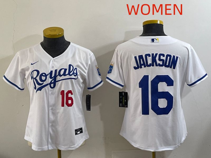 Women Kansas City Royals #16 Jackson White Game Nike MLB Jersey style 002->youth mlb jersey->Youth Jersey